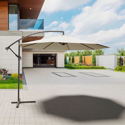 Parasol décentré 3x3 m rétractable avec bras rotatif à 360° et fermeture à manivelle